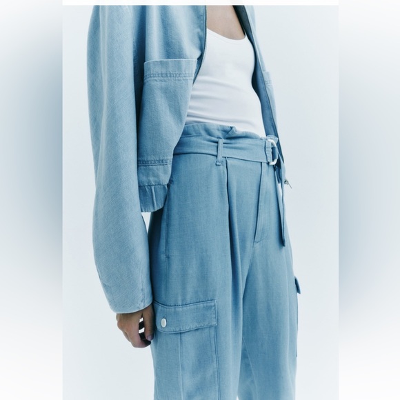 Zara DENIM BOMBER JACKET - Picture 9 of 9